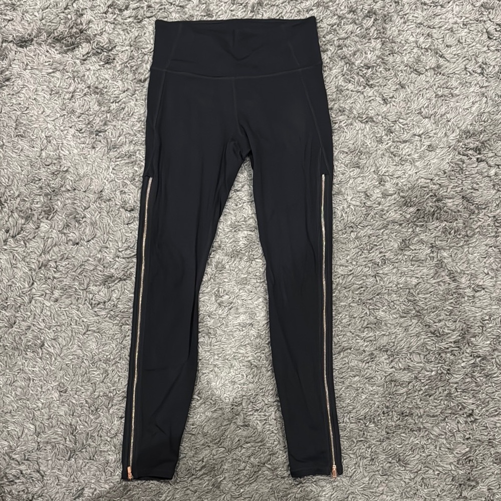 Athleta Black Leggings with Side Zippers